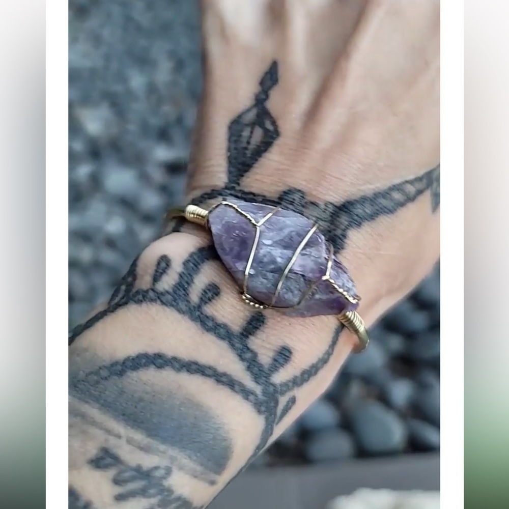 A GOTHIC UNIVERSE AMETHYST Rough Cuff Bracelet “Clearing Negativity"